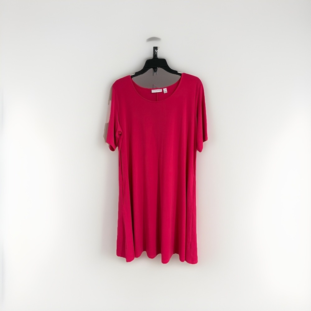 Susan Graver womens dress HOT PINK stretch pockets XLP Petite NWOT A14